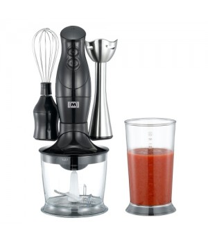 Melissa - Stavblender Med Minihakker, Piskeris Og Kop - Sort / Rustfri Stål