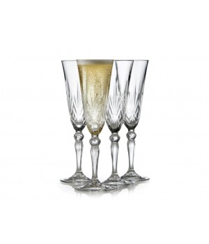 Lyngby Glas - Krystal Melodia Champagneglas - 16 Cl. 4 Stk. 