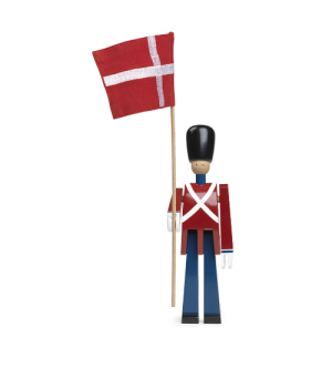 Kay Bojesen Fanebærer Med Tekstilflag - Malet Bøgetræ 22 Cm.