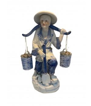 Retro - Asiatisk Figur - Mand i Rismark